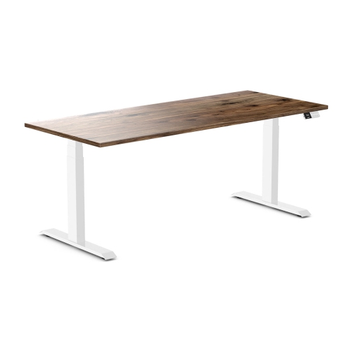 Desky Dual Hardwood Sit Stand Desk - Natural Walnut / White Standing Computer Desk For Home Office & Study 72" x 30"