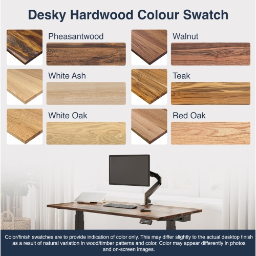 Desky Dual Hardwood Sit Stand Desk - Saman / Grey Standing Computer Desk For Home Office & Study 60" x 30"