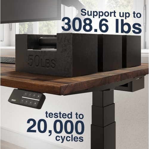 Desky Dual Hardwood Sit Stand Desk - Natural Walnut / Grey Standing Computer Desk For Home Office & Study 60" x 30"