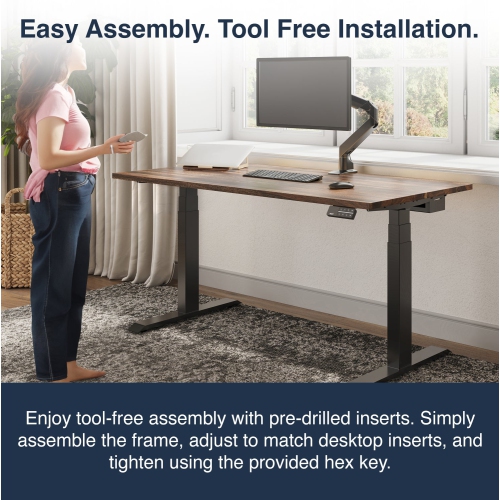 Desky Dual Hardwood Sit Stand Desk - Natural Walnut / Grey Standing Computer Desk For Home Office & Study 48" x 30"