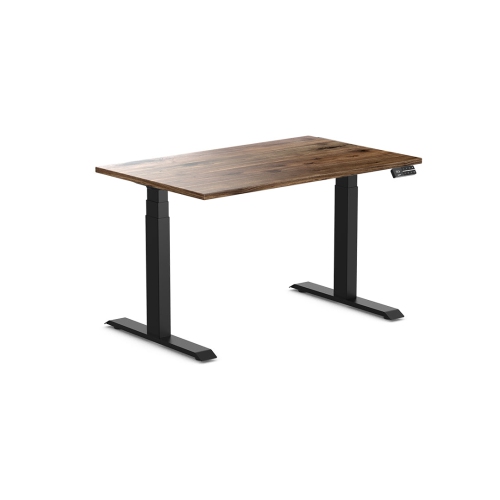 DESKY  Dual Hardwood Sit Stand Desk - Natural Walnut / Matte Standing Computer Desk for Home Office & Study 48" X 30" In Black