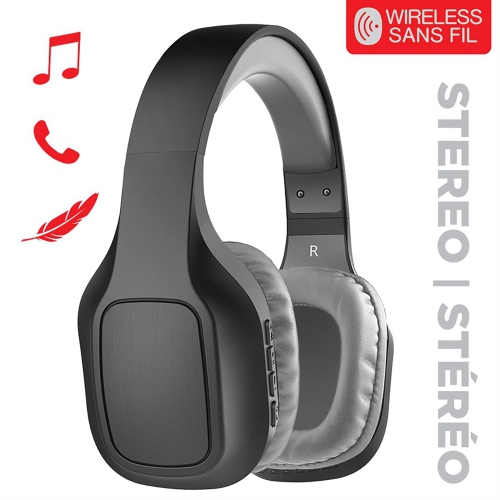Escape - Wireless Stereo Headphones, Integrated Microphone, Gray and Black