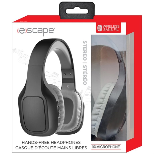 Escape - Wireless Stereo Headphones, Integrated Microphone, Gray and Black