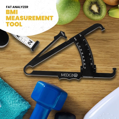 Skinfold Body Fat Caliper - Skin Fold Body Fat Analyzer and Handheld Bmi Measurement Tool Skinfold Caliper Device Measures Body Fat for Men and Women