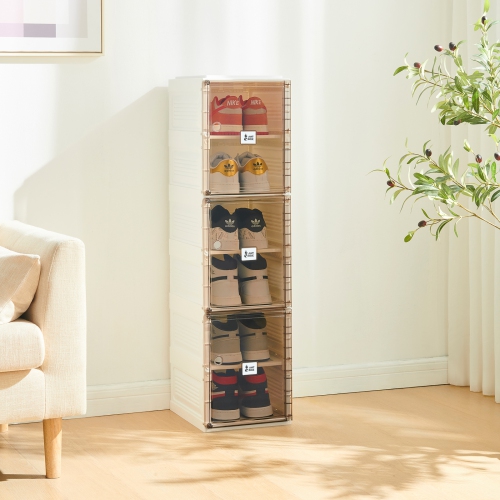 AntBox Shoe Box 6 layers 6 grids, Portable Shoe Organizers Storage Boxes with Magnetic Door, Easy Assembly