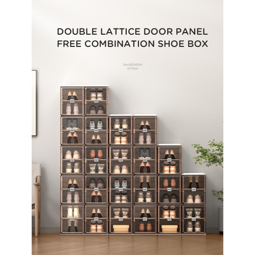 AntBox Shoe Box 6 layers 6 grids, Portable Shoe Organizers Storage Boxes with Magnetic Door, Easy Assembly