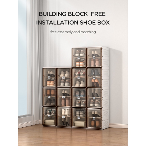 AntBox Shoe Box 6 layers 6 grids, Portable Shoe Organizers Storage Boxes with Magnetic Door, Easy Assembly