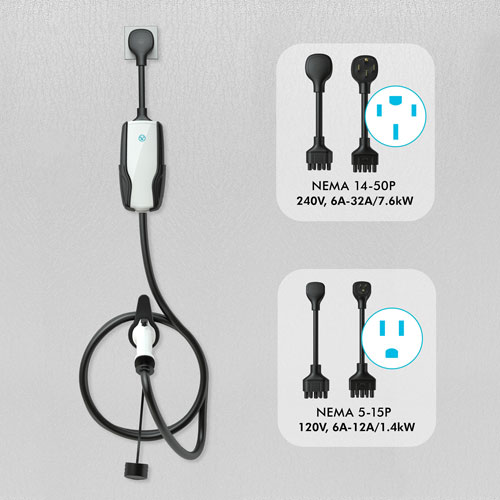 Chargeur de véhicule électrique intelligent portatif de niveau 2 32 A Flex-AC de Pion Power - Blanc