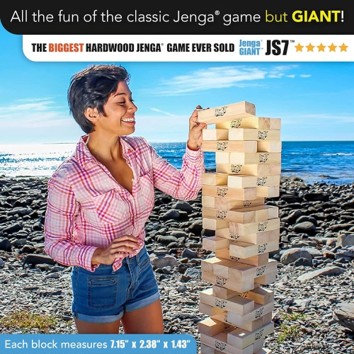 Jenga Giant JS7 Precision-Crafted, Premium Hardwood Game with Heavy-Duty Carry Bag (Authentic Jenga Brand Game)