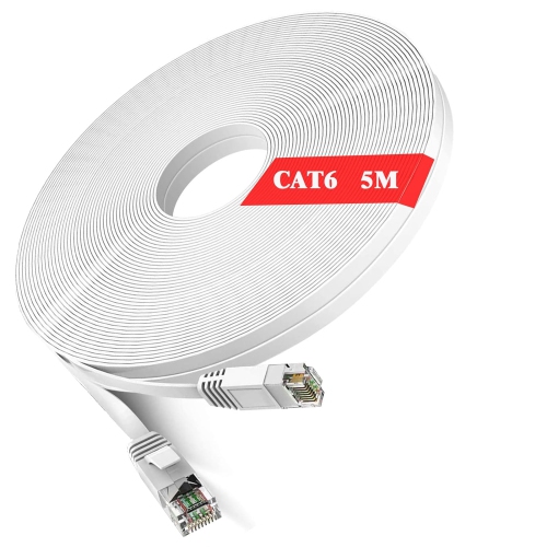 Cable Rj45 5M Cat 6, Cable Ethernet Plat 5M Extérieur Câble Réseau