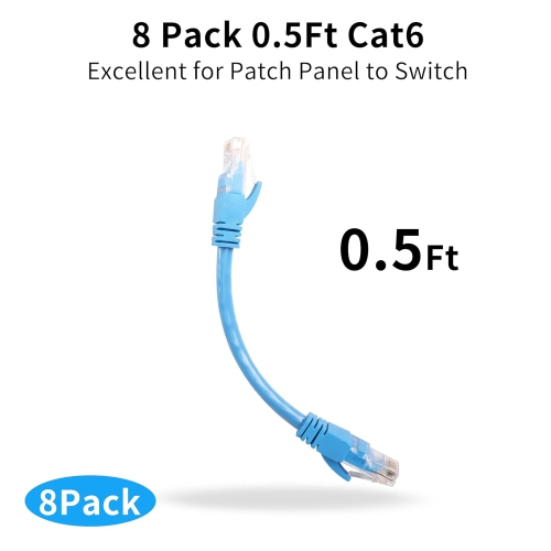 Short Cat6 Ethernet Patch Cable 0.5ft,High Speed Internet Network Cable LAN Patch Cables with Rj45 Connectors