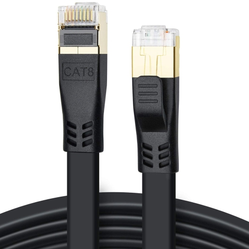 Cat 8 Ethernet Cable 3ft - High Speed Cat8 Internet WiFi Cable 40 Gbps 2000  Mhz - RJ45 Connector with Gold Plated, Weatherproof LAN Patch Cord Cable