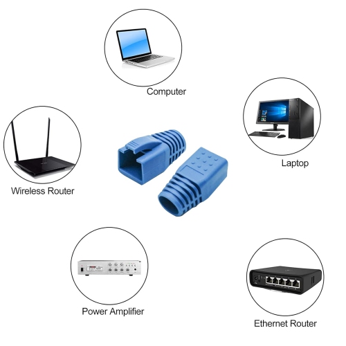 Soft Plastic Ethernet RJ45 Cable Connector Boots Cover Network Strain Relief Boots CAT6A CAT7 CAT8 100PCS