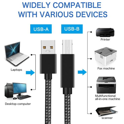 Printer Cable to USB C 2.0 Printer Cable USB-C to USB-B Cable C-Type Male to B-Type Male high-Speed Cable Compatible