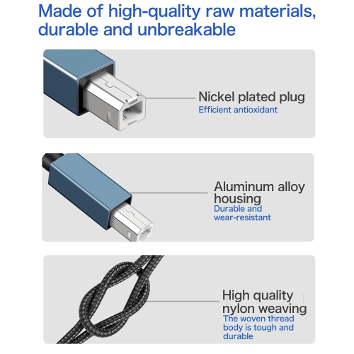 Printer Cable to USB C 2.0 Printer Cable USB-C to USB-B Cable C-Type Male to B-Type Male high-Speed Cable Compatible