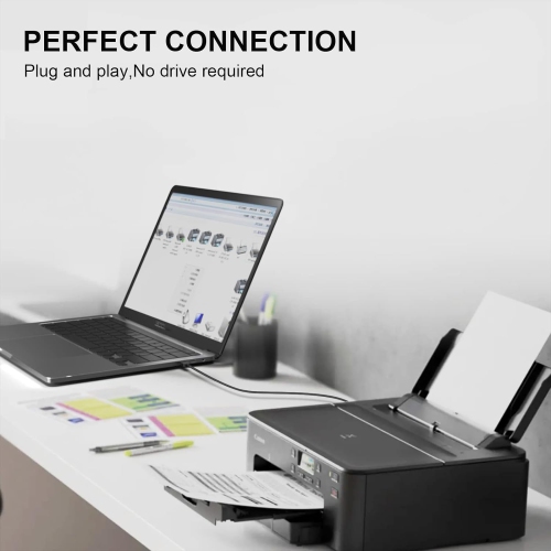 Câble d'imprimante USB compatible avec HP LaserJet Pro M404dn, Canon PIXMA IP8750 IP8720, Dell, Epson, Lexmark