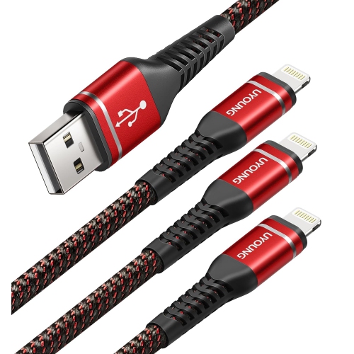 3-Pack: 10FT Heavy Duty Braided iPhone Lightning USB Cable