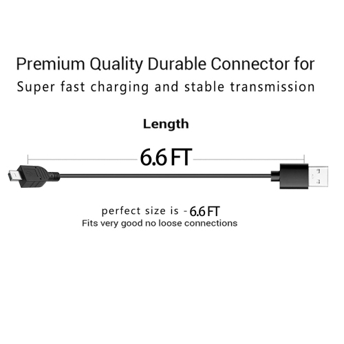 Câble USB de 6ft M; Cordon d'alimentation pour microphones d'enregistrement Yeti de Blue; compatible avec le GPS Navigator Nuvi 50lmt 52&nbsp;lm de