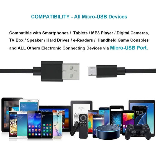 6ft Extra Long Digital Camera Micro USB Cable for Olympus Tough TG-5, Tough TG-6, Tough TG-Tracker - USB Data