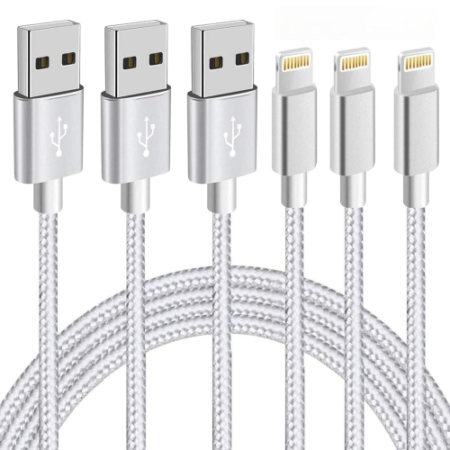 iPhone Charger Lightning Cable 3PACK 6FT Nylon Braided USB Charging Cable  High Speed Data Sync Transfer Cord Compatible