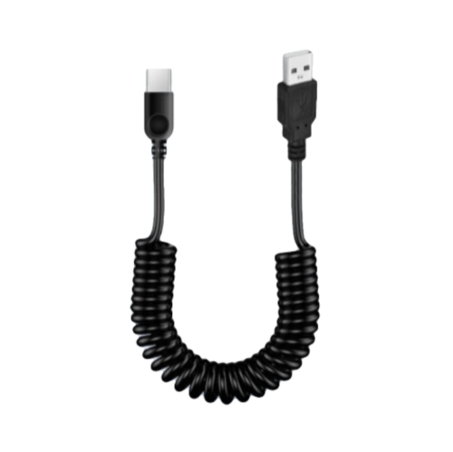 Câble USB-C spiralé; Câble d'alimentation spiralé 2 A Max de 3 pi;  compatible avec la recharge rapide et la synchronisation des données;  Cordon étiré