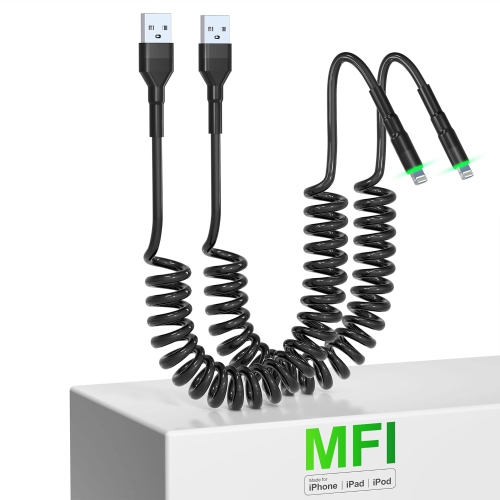 Cable Iphone Spirale Pour Apple Carplay[Certifié Mfi],Cable Iphone