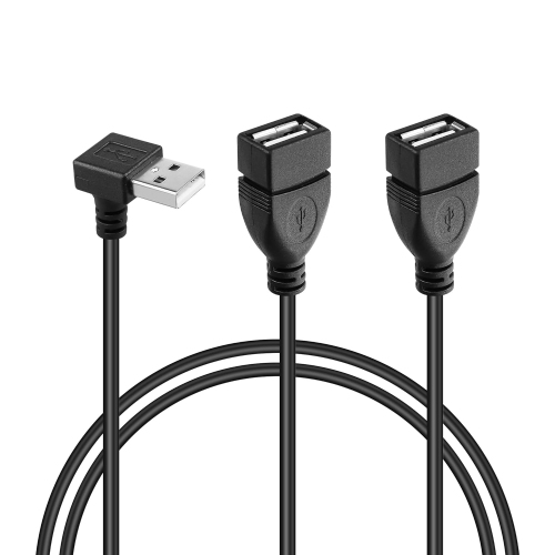 Répartiteur USB, rallonge de répartiteur USB 2,0 en y，Câble de connexion  mâle à double femelle à angle de 90 degrés