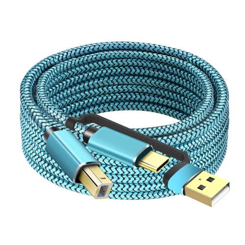 Câble d'imprimante USB C 10 pi, câble d'imprimante USB B vers USB C, câble  USB C MIDI bleu
