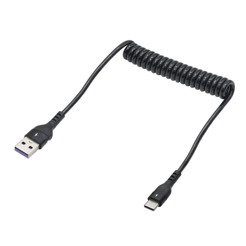 Câble spiralé USB C 1 à 2FT, câble spiralé USB A mâle à mâle de