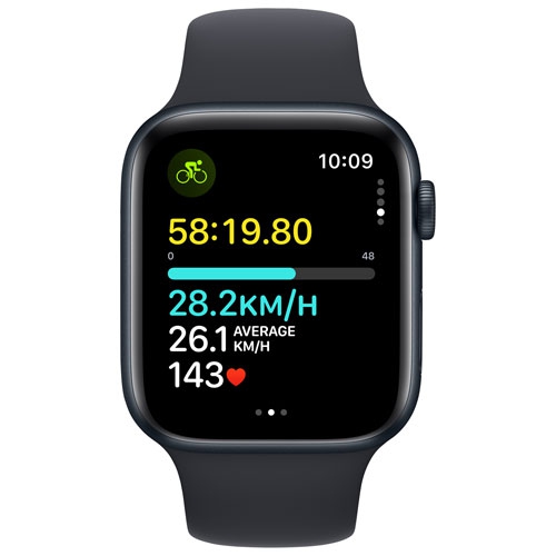 Apple Watch SE (GPS) 44mm Midnight Aluminum Case with Midnight Sport Band - Medium / Large by APPLE - Refurbished condition - Image 9