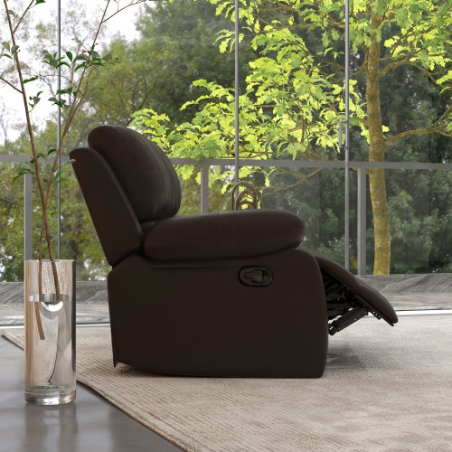 HOMCOM – Causeuse inclinable double, fauteuil inclinable manuel en cuir PU avec repose-pieds pour salon, brun