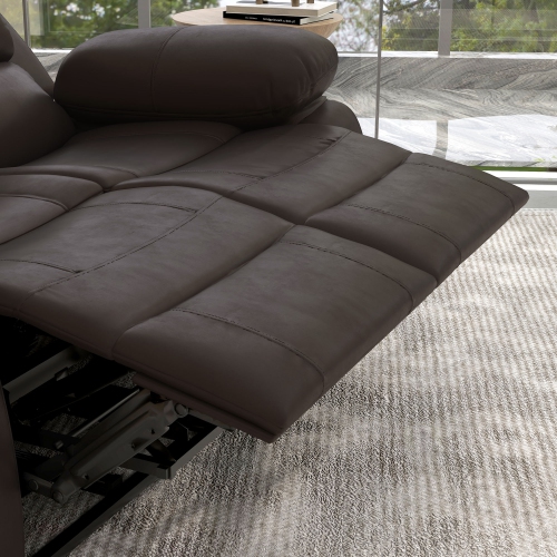 HOMCOM – Causeuse inclinable double, fauteuil inclinable manuel en cuir PU avec repose-pieds pour salon, brun