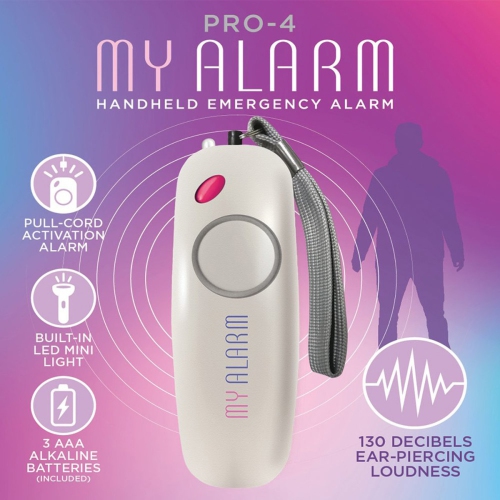 Pro-4 My Alarm Handheld Emergency Alarm With Pull-Cord Activation and Built-In LED Mini Light, 2 AAA Batteries Included