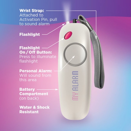 Pro-4 My Alarm Handheld Emergency Alarm With Pull-Cord Activation and Built-In LED Mini Light, 2 AAA Batteries Included