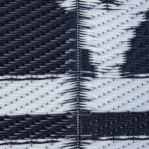 Outsunny Reversible Outdoor RV Rug, 9' x 12' Patio Floor Mat, Plastic Straw Rug for Backyard, Deck, Picnic, Beach, Camping, Dark Blue and White