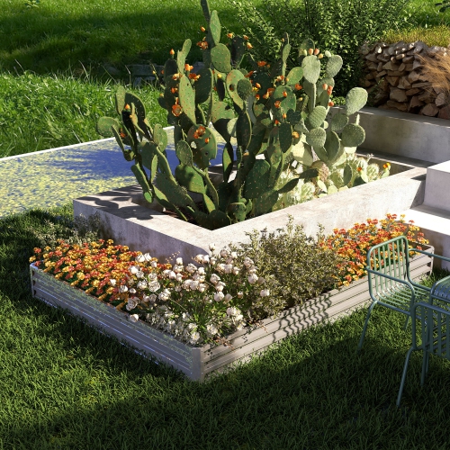 Jardinière surélevée en L Outsunny, jardinière en acier galvanisé de 82 x 109 x 12 po avec tiges renforcées pour légumes, fleurs et herbes, argent