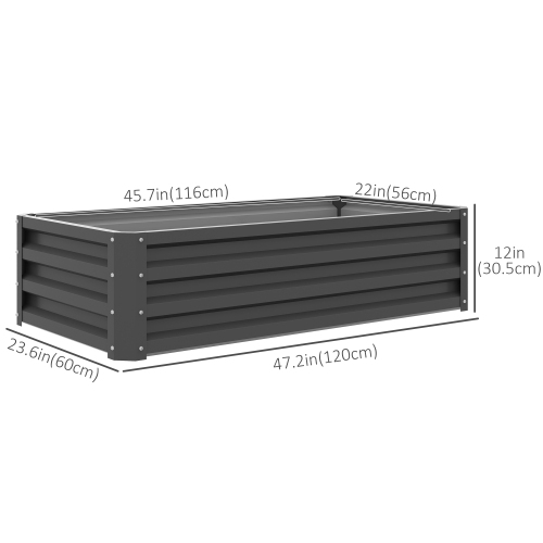 Outsunny 4' x 2' x 1' Raised Garden Bed, Galvanized Steel Planter Box for Vegetables, Flowers, Herbs, Light Grey