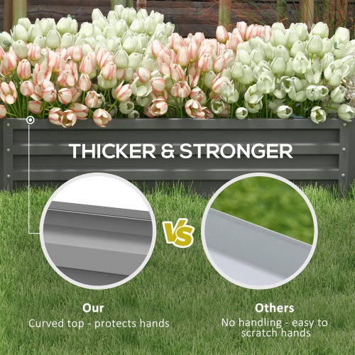 Outsunny 4' x 2' x 1' Raised Garden Bed, Galvanized Steel Planter Box for Vegetables, Flowers, Herbs, Light Grey