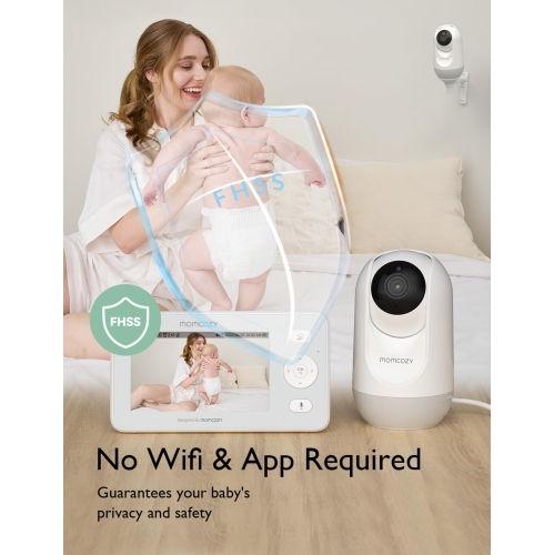Momcozy Video Baby Monitor, 4.3" HD Baby Monitor with Camera and Audio No Wifi, Split-Screen, Infrared Night Vision