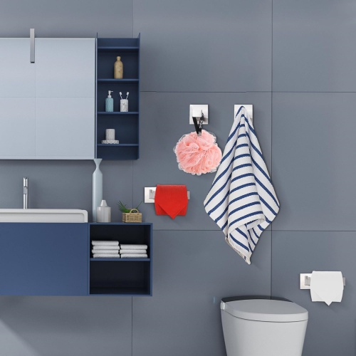 4-Pieces Brushed Nickel Stainless Steel Bathroom Hardware Set, 2 Toilet Paper Holder, 2 Towel Hook, for Bathroom, Kitchen, Wall Mounted