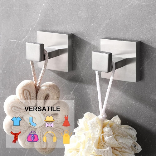 4-Pieces Brushed Nickel Stainless Steel Bathroom Hardware Set, 2 Toilet Paper Holder, 2 Towel Hook, for Bathroom, Kitchen, Wall Mounted