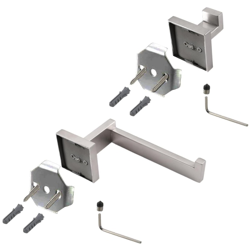 4-Pieces Brushed Nickel Stainless Steel Bathroom Hardware Set, 2 Toilet Paper Holder, 2 Towel Hook, for Bathroom, Kitchen, Wall Mounted