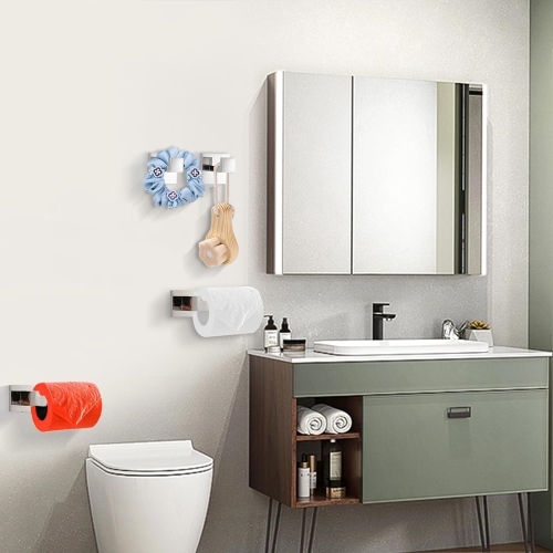 4-Pieces Polished Chrome Stainless Steel Bathroom Hardware Set, 2 Toilet Paper Holder, 2 Towel Hook, for Bathroom, Kitchen, Wall Mounted