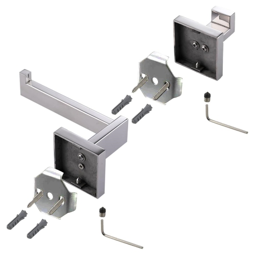 4-Pieces Polished Chrome Stainless Steel Bathroom Hardware Set, 2 Toilet Paper Holder, 2 Towel Hook, for Bathroom, Kitchen, Wall Mounted