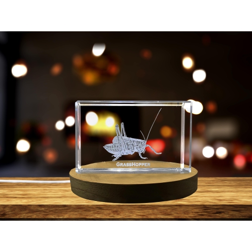 Sculptures en cristal de Grasshopper fantaisistes | joyaux exquis gravés avec des insectes en bois