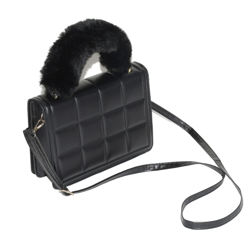 NICCI Ladies Handbag with Faux Fur Handle