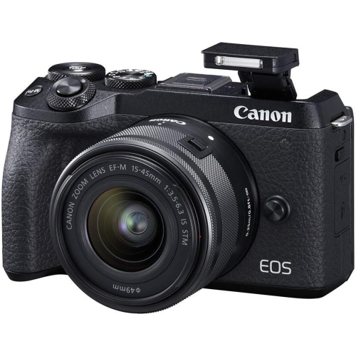 CANON  Eos M6 Mirrorless Digital Camera With 15-45MM Lens (International Model) (Black) (1724C011) W/bag, Extra Battery
