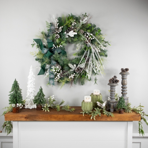 Real Touch Frosted Pinecones and Berries Christmas Wreath - 36" - Unlit