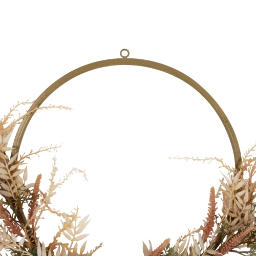 Fall Harvest Pale Roses with Foliage Artificial Wreath, 24-Inch, Unlit