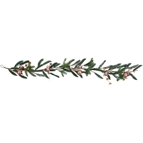 Boule rose doré de 6 pi et guirlande de Noël artificielle baies non illuminée